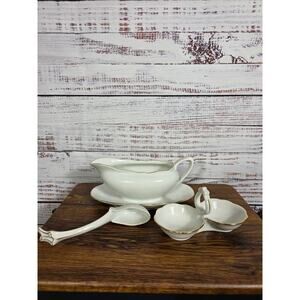 VTG MZ Mortiz Zdekauer Gravy Boat, spoon and Double Salt Cellar